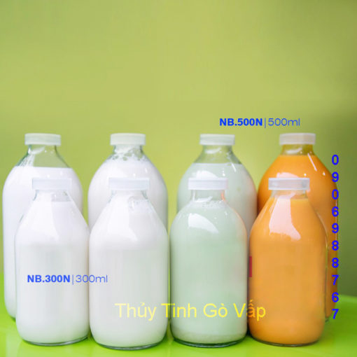 chai thủy tinh hình tròn hình trụ nắp nhựa 50ml 100ml 300ml 500ml đựng sữa, giá rẻ cao cấp