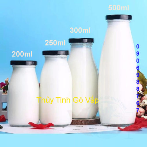 Chai thủy tinh lùn nắp thiếc 250ml giá rẻ cao cấp đựng sữa ở hcm