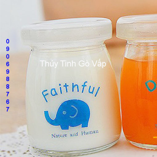 hũ sữa chua in hình con voi Faithful 100ml hũ thủy tinh đựng yaout ở quận 12