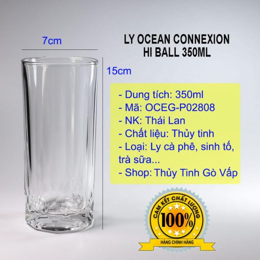 Ly thủy tinh Connexion Hi Ball 350ml - Ocean P02808 thiết cao, họa tiết hoa văn đẹp, tinh tế, phù hợp pha sinh tố, trà sữa, cocktail