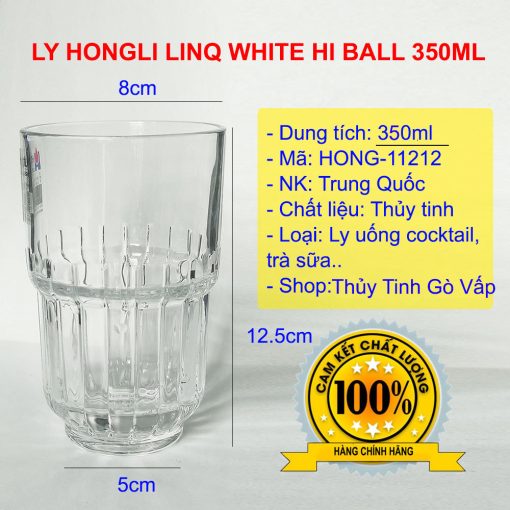 Ly thủy tinh Hongli LinQ White 350ml HONG-11212 thiết kế 2 tầng, thân sọc dọc, thường sử dụng làm ly cà phê, trà đào, cocktail, nướp ép, sinh tố...