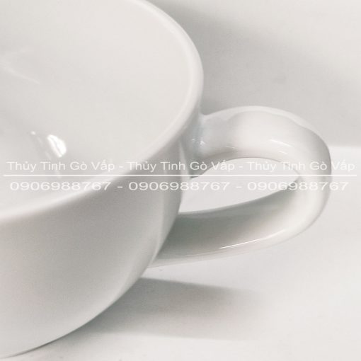 Tách sứ Ohio 280ml Cappu3 + đĩa sứ cao cấp cho quán cà phê. Tách có quai thuận tiện cho pha chế các đồ uống nóng như Capuccino, latte...