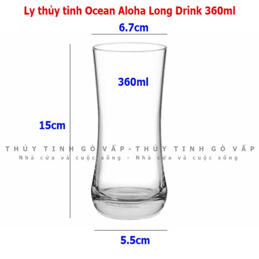 Ly thủy tinh Ocean Aloha Long Drink 360ml B01712 thiết kế eo, độc đáo, mẫu mới ra mắt, phù hợp sử dụng làm ly uống cà phê, sinh tố, nước ép các loại